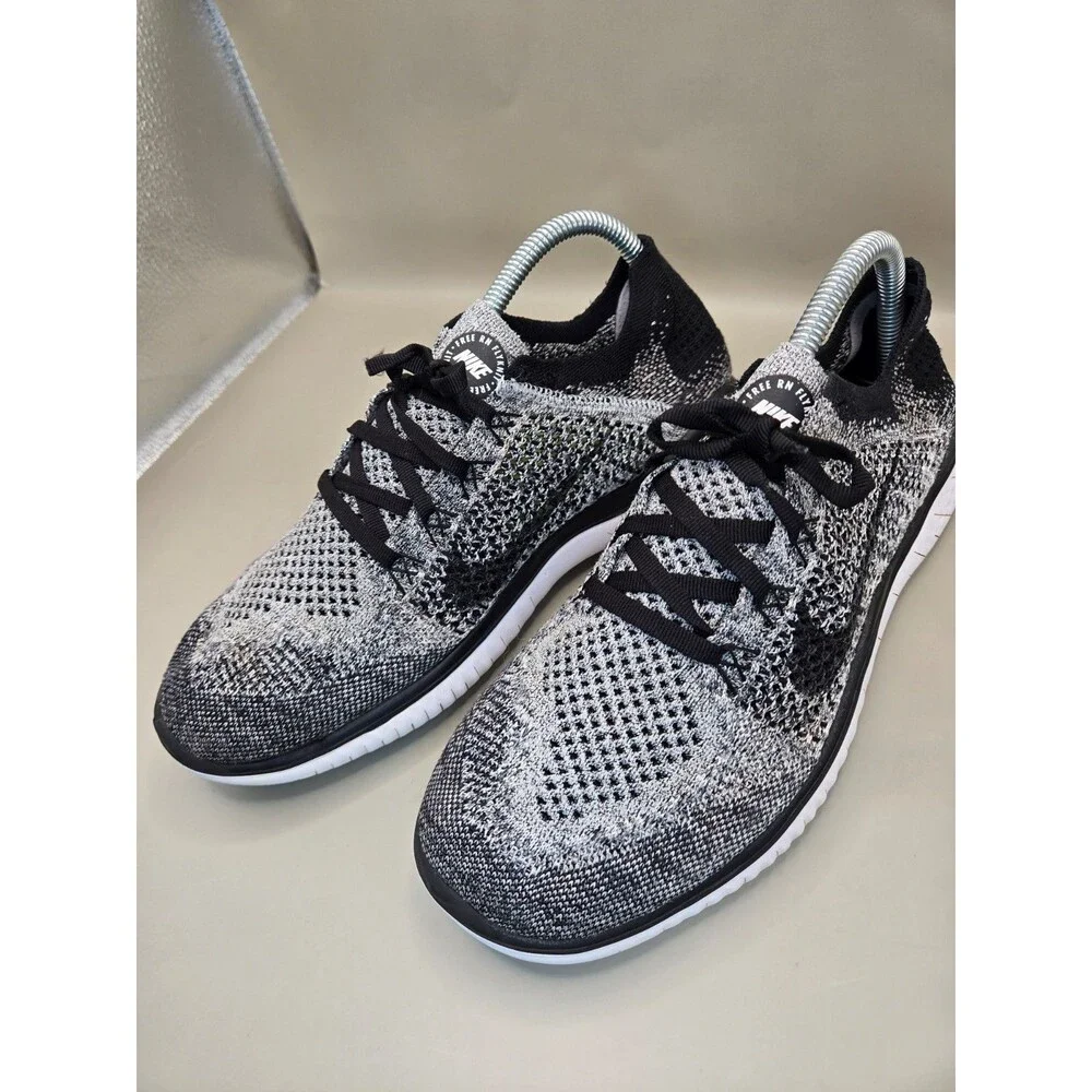 Nike Free RN Flyknit 2018 Oreo Shoes Mens 8 Black Road Running Athletic Sneakers